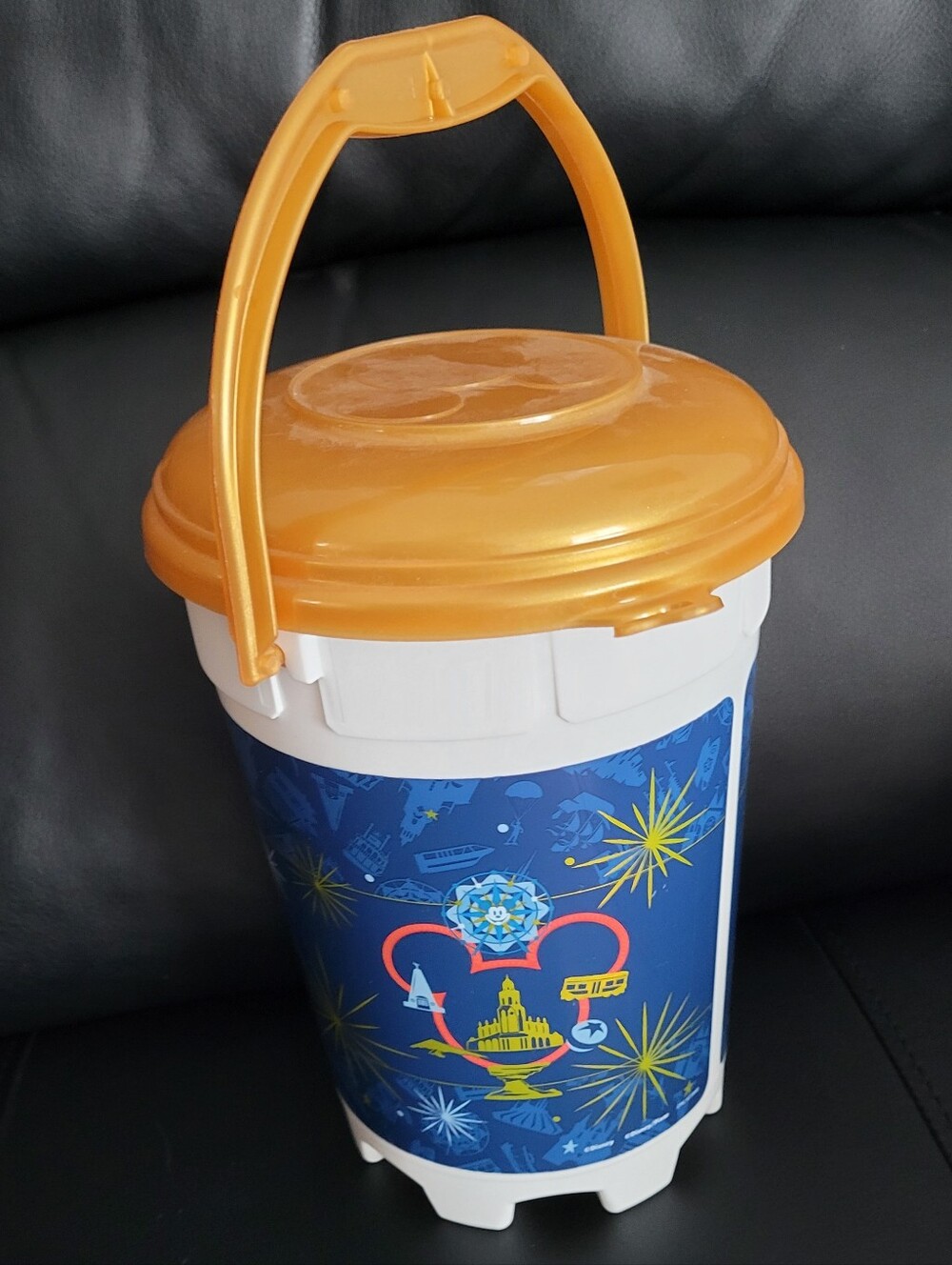 Disney Parks Magic Key Party Popcorn Bucket Collectible, Blue, Gold & White